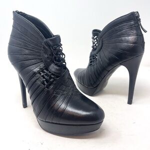 Elie Tahari Bria Black Bootie Heel Laticed Web Genuine leather size EUR 36/5.5